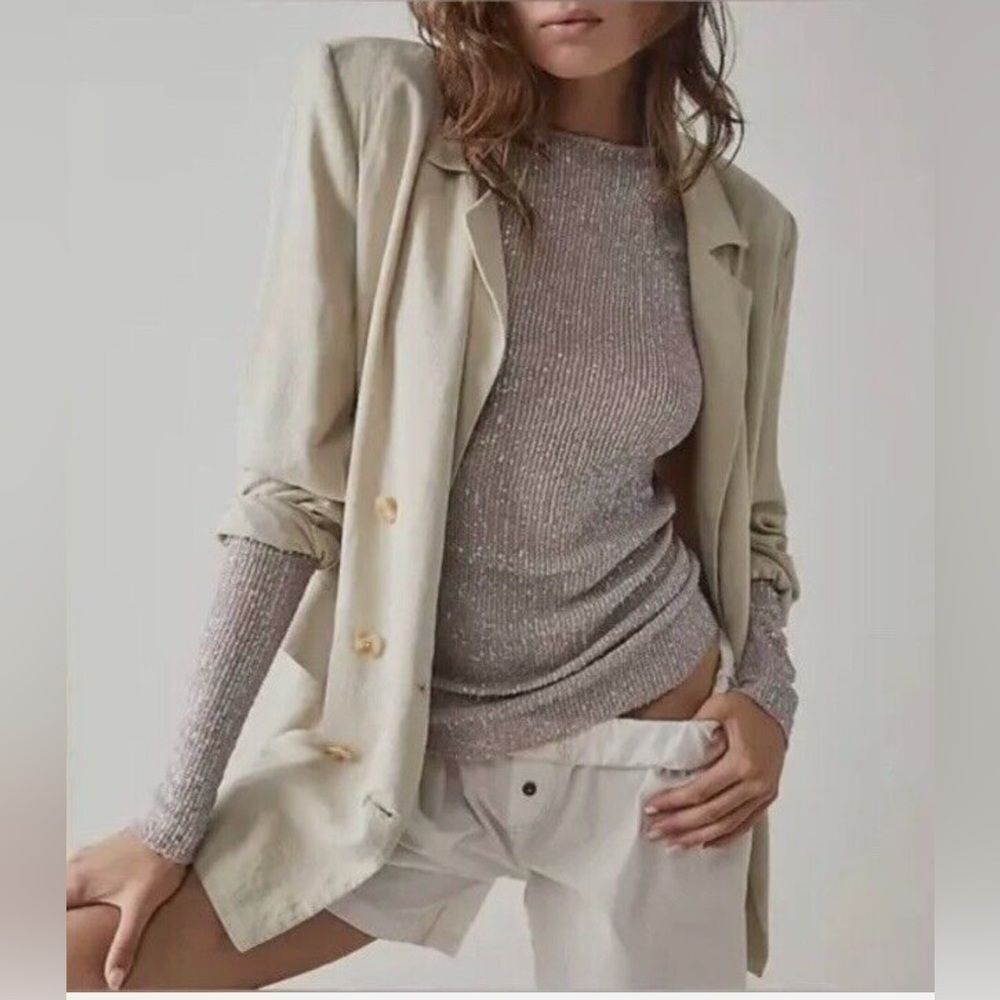 Intimately Free People Gold Rush Long Sleeve - Champagne Float  XS EUC - Picture 2 of 11
